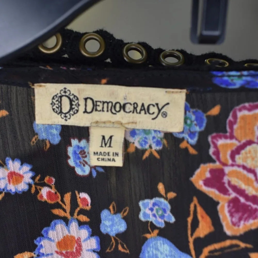 DEMOCRACY 3/4 SLEEVES‎ FLORAL SHEER BOUSE MD